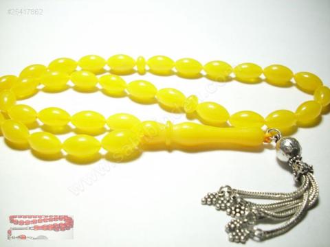 Kehribar Tesbih | B�y�k Boy Sar� Renk Damarl�